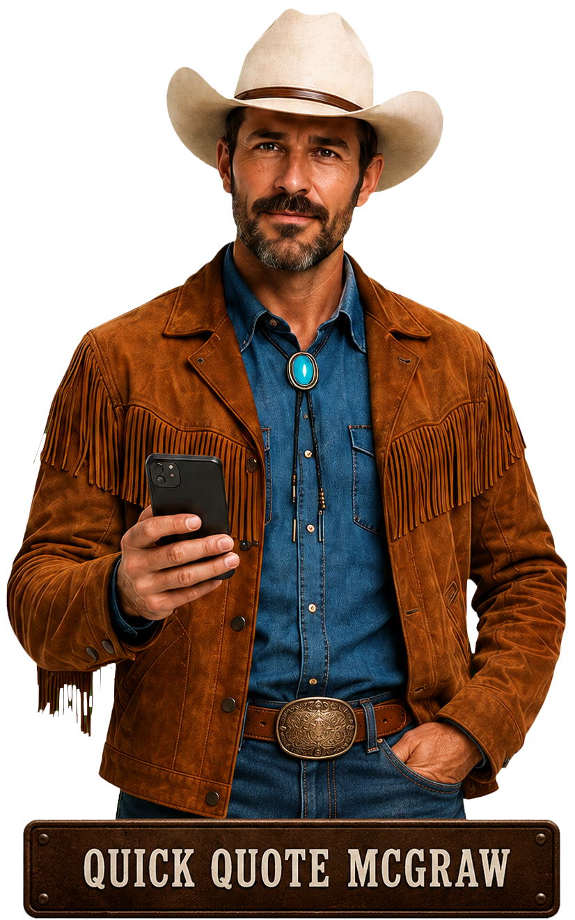 Quick Quote McGraw holding smartphone